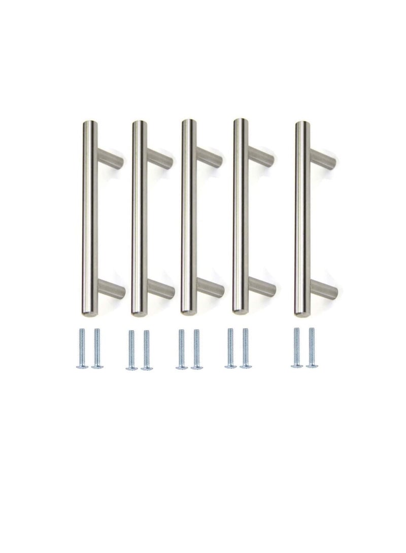 Stainless Steel Kitchen Cabinet Drawer T-Bar Cabinet & Furniture Pull Cabinet Door Handles and Pulls Cabinet Knobs Brushed Nickel. (22 x Hole Size 16 CM, Pack of 5)  - Image 1