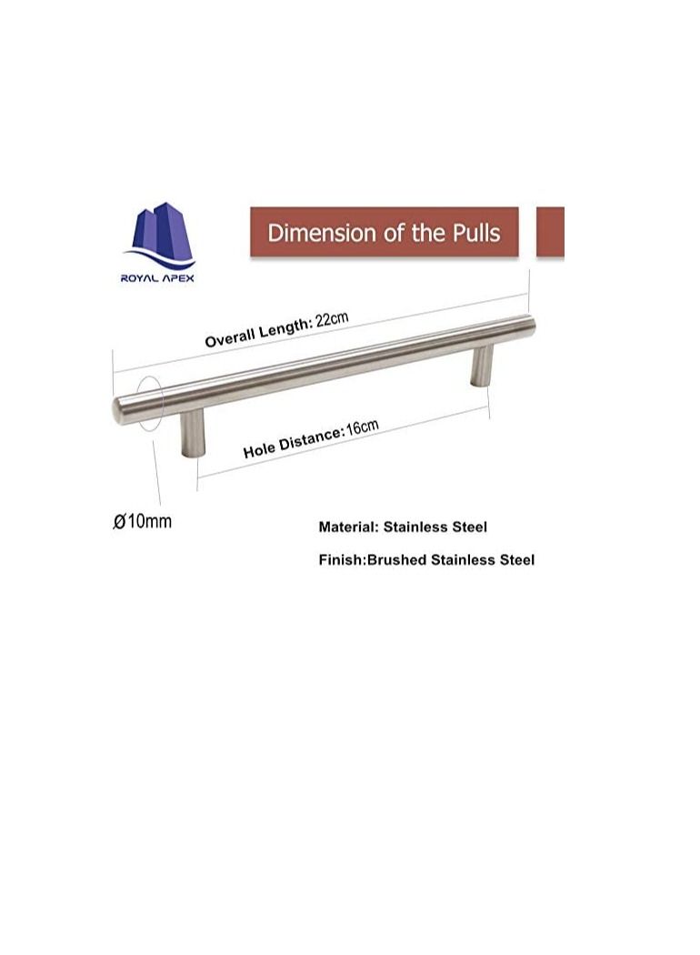 Stainless Steel Kitchen Cabinet Drawer T-Bar Cabinet & Furniture Pull Cabinet Door Handles and Pulls Cabinet Knobs Brushed Nickel. (22 x Hole Size 16 CM, Pack of 5)  - Image 3