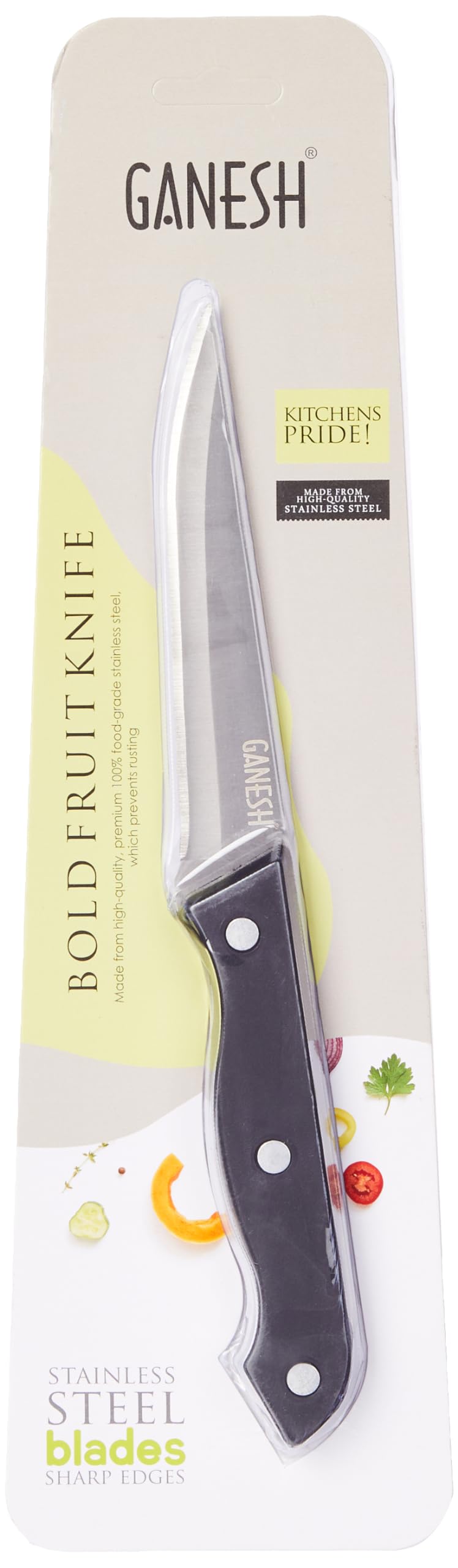 Ganesh Stainless Steel Kitchen Bold Fruit Knife Vegetable Cutting and Chopping Knife, Serrated Edge - Image 2