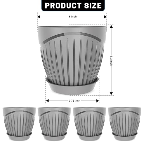 Eightiz ET-206 (Pack of 5) 6 inch Premium Round Plastic Flower Pots with Tray for Home Planters, Terrace,for Home Indoor & Outdoor Gardening Plants(Multi Colour) - Image 3