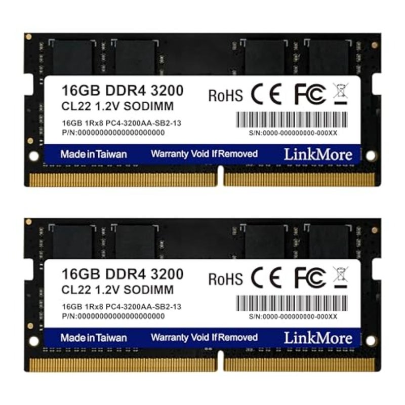 وحدة ذاكرة كمبيوتر محمول بسعة 32 جيجابايت، من نوع SODIMM، مزدوجة 16 جيجابايت DDR4 بسرعة 3200 ميجاهرتز (PC4-25600)، مع درجة حرارة CL19 وفولتية 1.2 فولت - Image 1