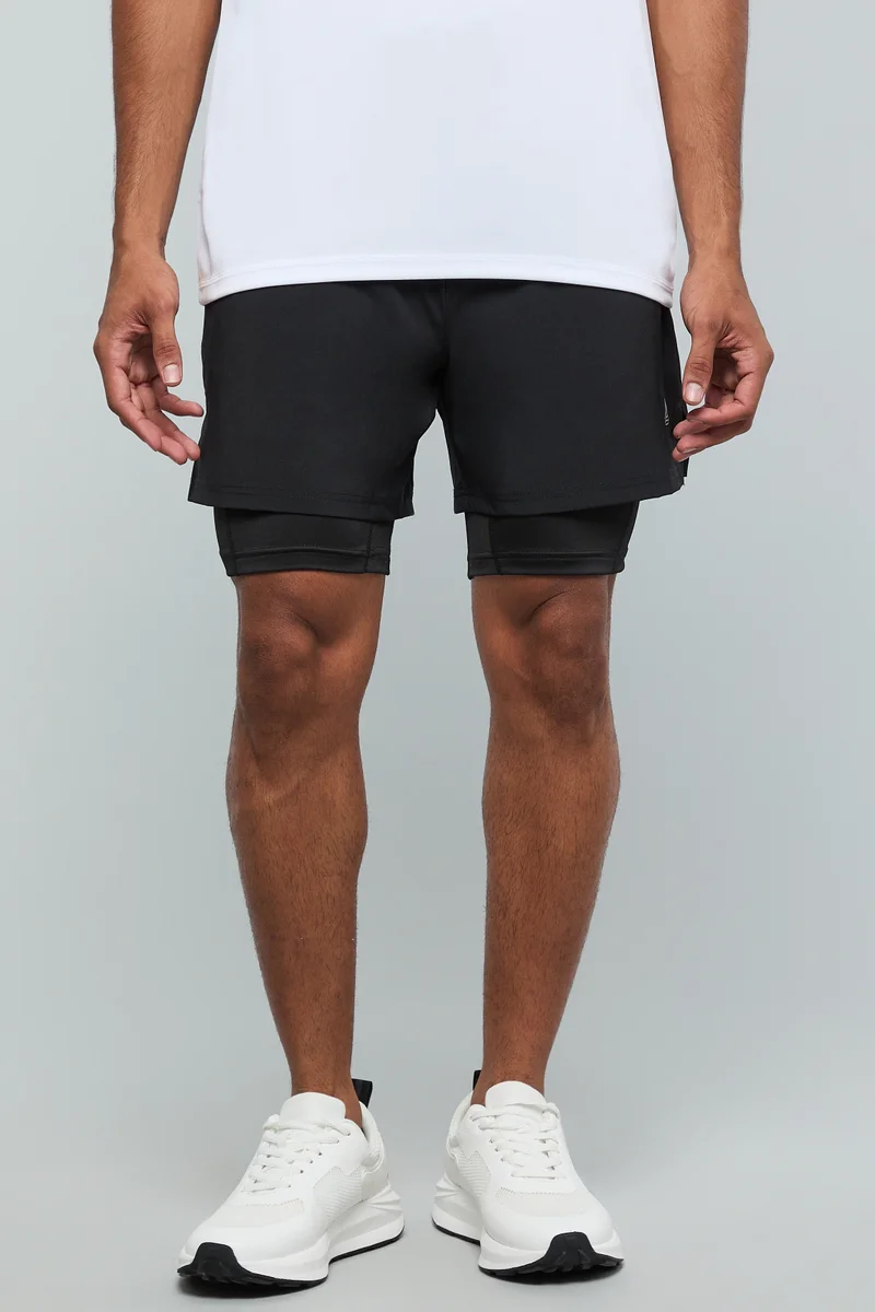 R&B Layered Active Shorts with Drawstring Waist