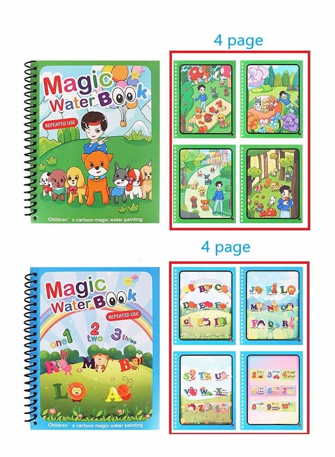 LIVQORA 5-Pack Magic Water Drawing Book - Reusable Mess-Free Coloring Book for Kids, Educational Learning Toy with 5 Water Pens, Ideal for Travel & Home - Image 2