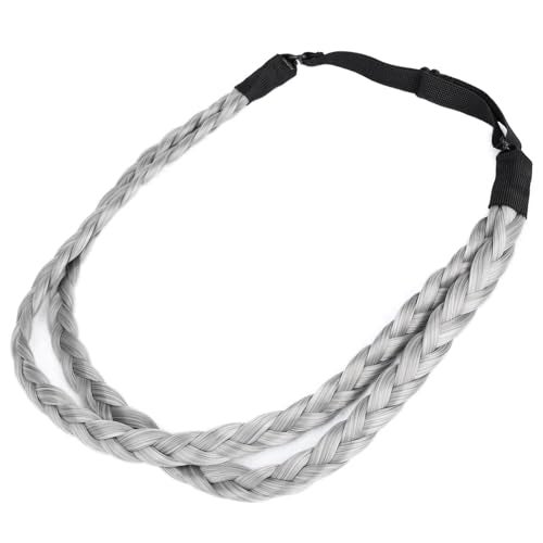 DIGUAN Double Three Strand Synthetic Hair Braided Headband Hairpiece Extension Women Girl Beauty accessory Smoky Gray - Image 1