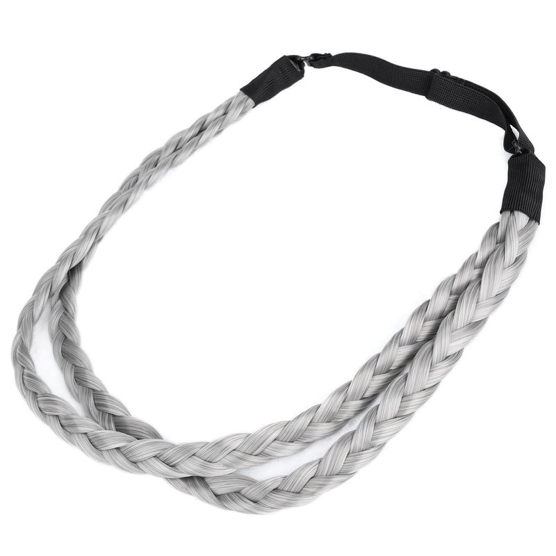 DIGUAN Double Three Strand Synthetic Hair Braided Headband Hairpiece Extension Women Girl Beauty accessory Smoky Gray - Image 2