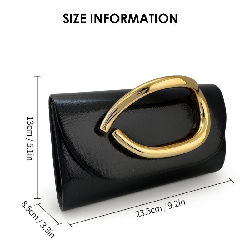 MYHOZEE Clutch Purses for Women Formal Gold Clutch Vegan Leather Evening Bag Elegant Wedding Clutch Detachable Chain Handbag Trendy Gold Handle Purses - Image 4