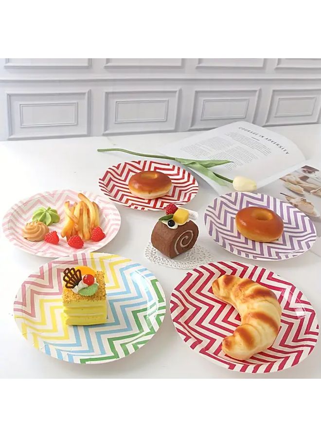 12Pcs 9.06 Inch Green Square Corrugated Paper Plates Disposable Party Picnic Camping Tableware - Image 4