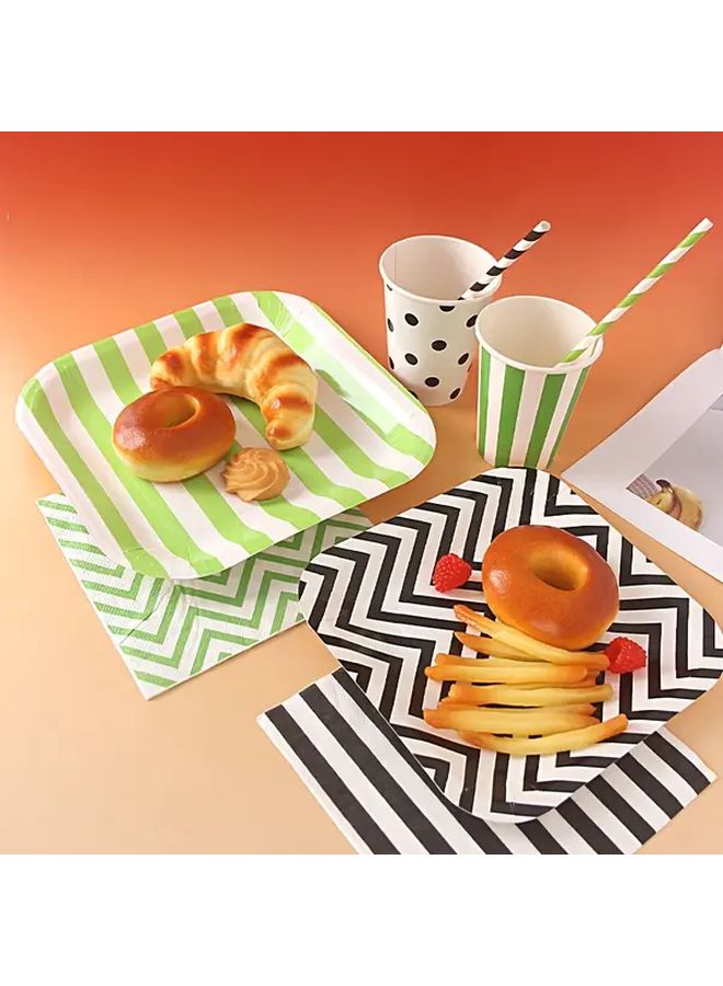 12Pcs 9.06 Inch Green Square Corrugated Paper Plates Disposable Party Picnic Camping Tableware - Image 3
