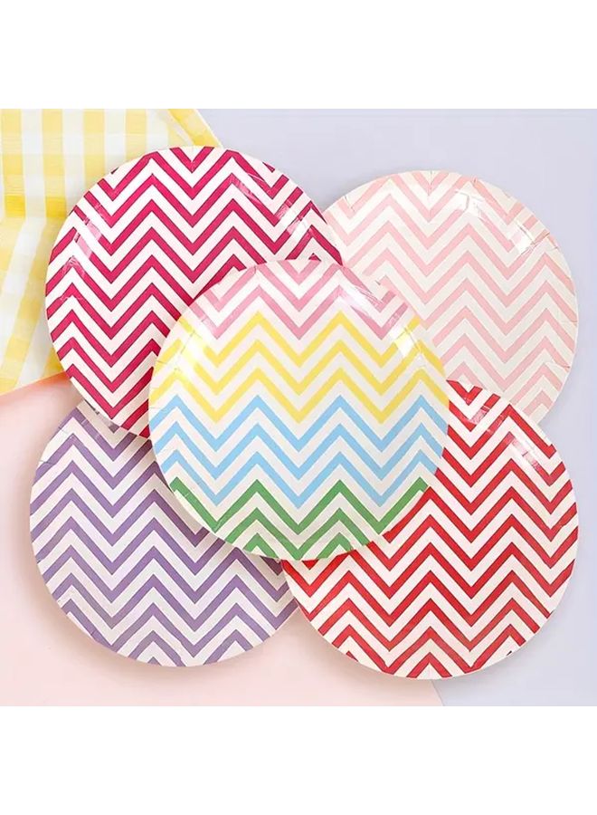 12Pcs 9.06 Inch Green Square Corrugated Paper Plates Disposable Party Picnic Camping Tableware - Image 1