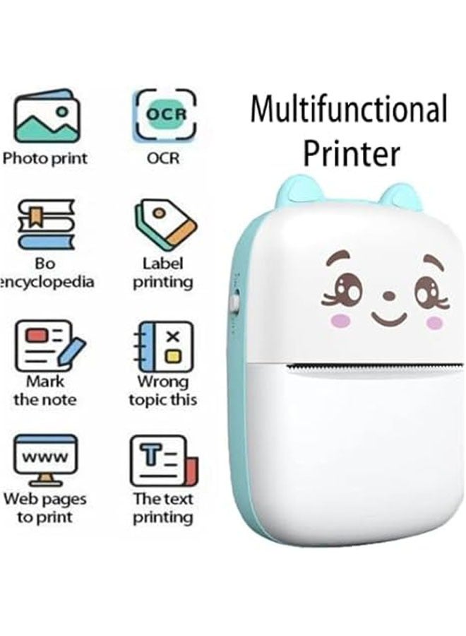 طابعة ملاحظات صور صغيرة محمولة، بتقنية بلوتوث، متوافقة مع أنظمة آيفون/أندرويد، مع 5 ورقات من الورق الحراري + 5 ورقات من الورق اللاصق + 3 ورقات من الورق الملون + قلم. - Image 2