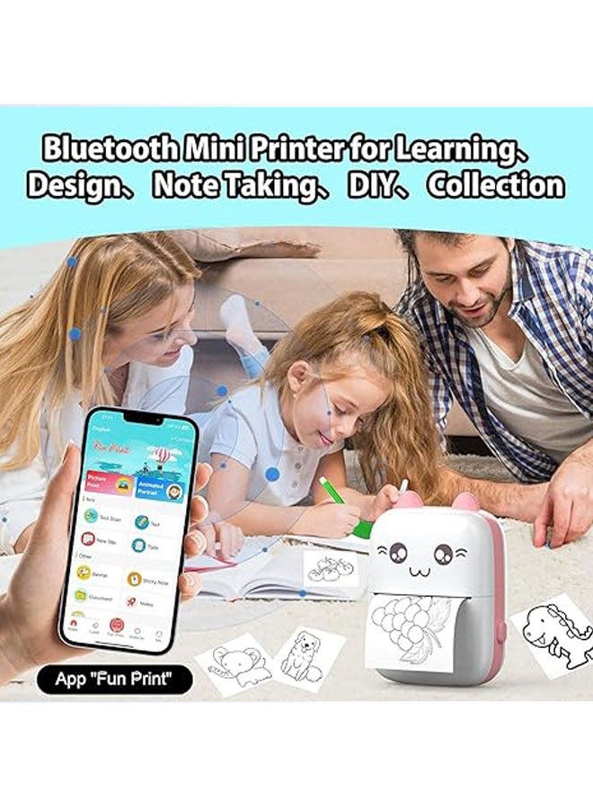 طابعة ملاحظات صور صغيرة محمولة، بتقنية بلوتوث، متوافقة مع أنظمة آيفون/أندرويد، مع 5 ورقات من الورق الحراري + 5 ورقات من الورق اللاصق + 3 ورقات من الورق الملون + قلم. - Image 5