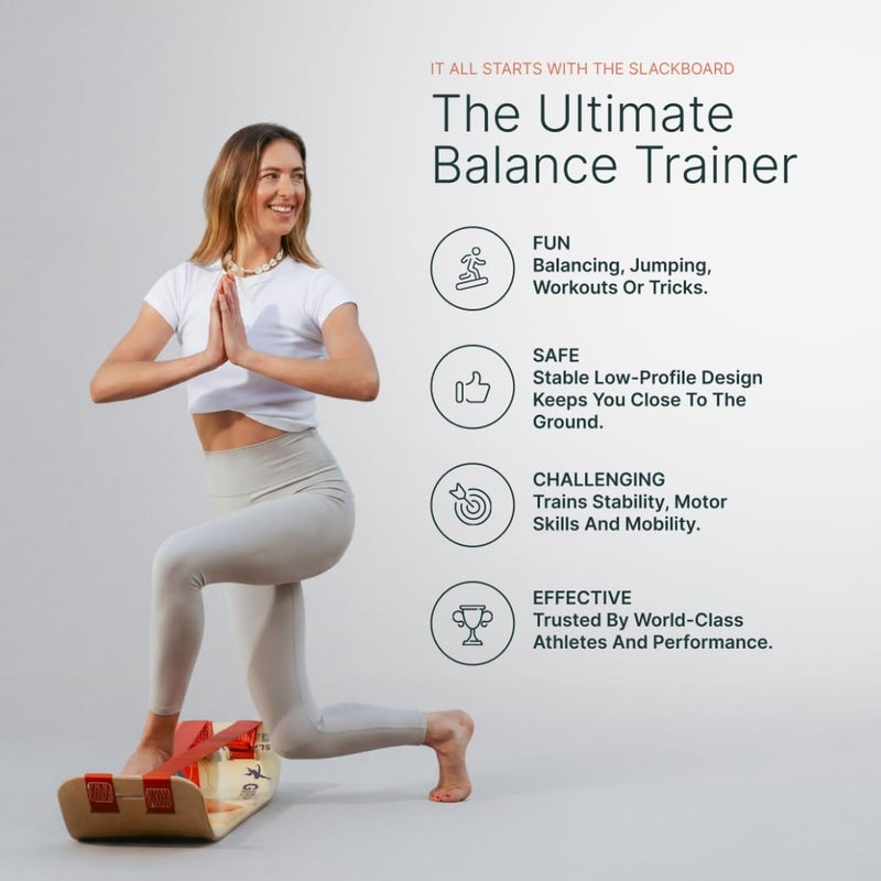 GIBBON SlackBoard - GiBoard Balance Board Kids & Adults - Slackline Balance Trainer - Slack Board Core Workout Equipment Home Gym Training - Standing Desk Exercise - Yoga, Agility, Pilates & More - Image 2