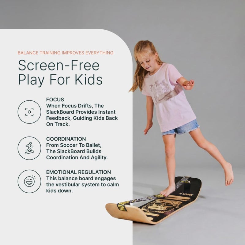 GIBBON SlackBoard - GiBoard Balance Board Kids & Adults - Slackline Balance Trainer - Slack Board Core Workout Equipment Home Gym Training - Standing Desk Exercise - Yoga, Agility, Pilates & More - Image 5