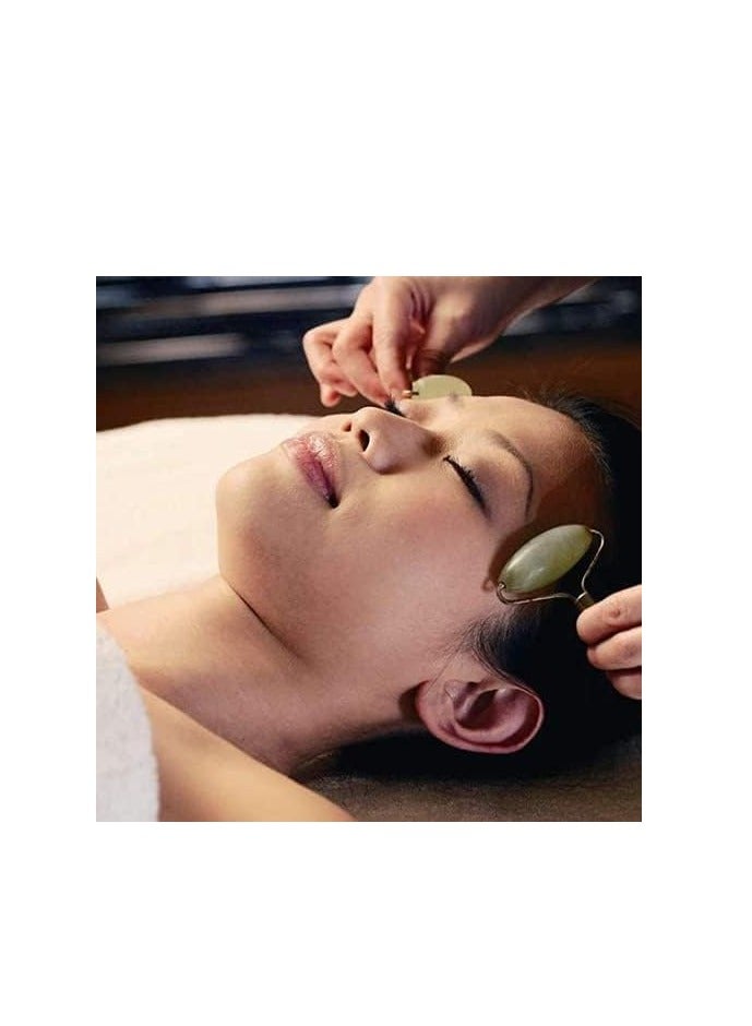 أداة تدليك الوجه الدوارة من اليشم، أداة تدليك الوجه والعناية بالبشرة، مدلك الوجه، بكرات تنحيف الوجه، رفع مضادة للتجاعيد، تحسين البشرة والصحة من خلال حجر اليشم الطبيعي المضاد للشيخوخة (أخضر 3) - Image 2