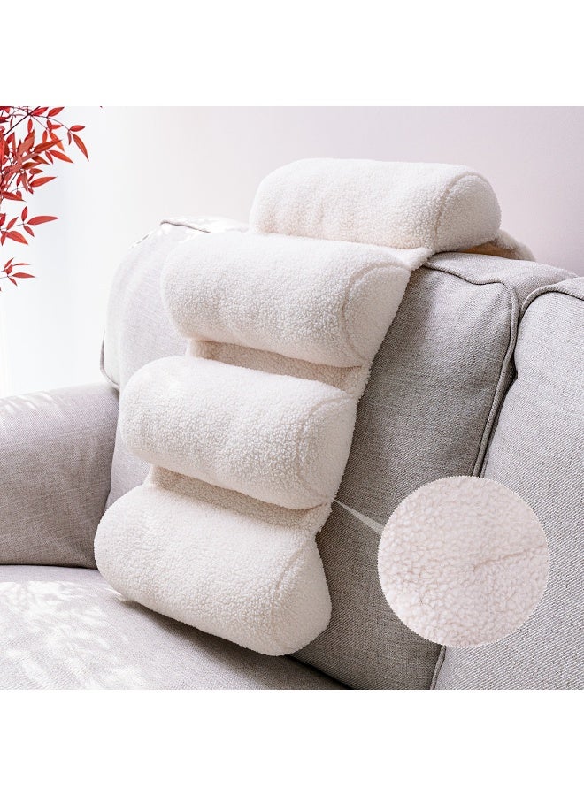 Texstead Teddy Fleece Lumbar Support Pillow 5 Section Back Pillow Office Chair for Back Support Comfortable Lumbar Cushion for Car Seat Pain Relief Sofa Rest - Image 1