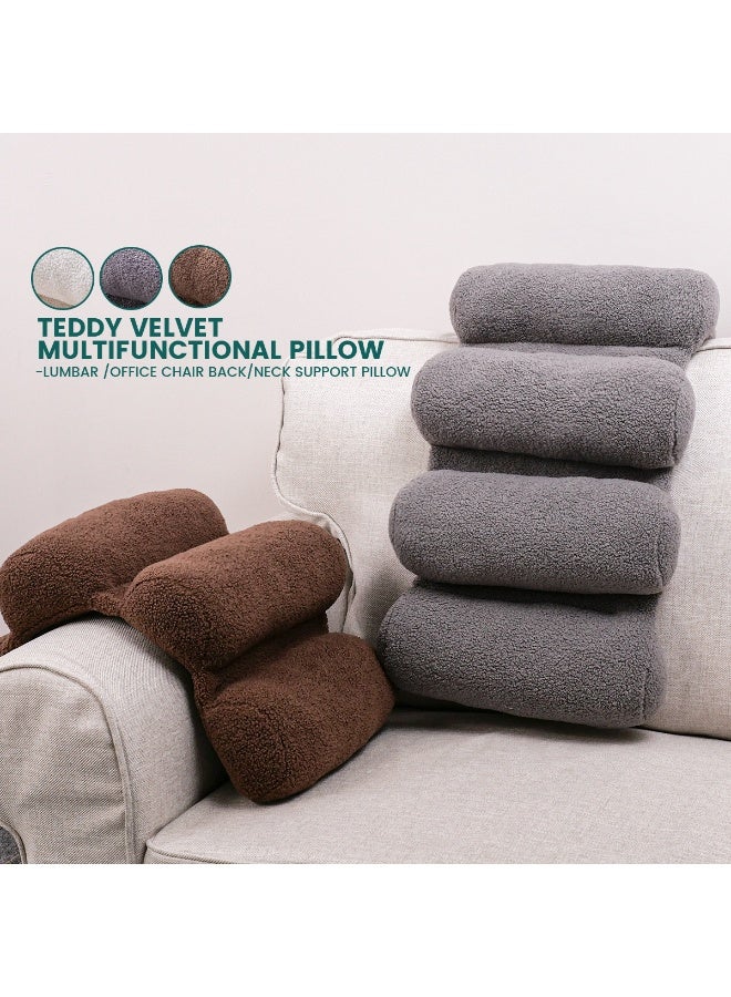 Texstead Teddy Fleece Lumbar Support Pillow 5 Section Back Pillow Office Chair for Back Support Comfortable Lumbar Cushion for Car Seat Pain Relief Sofa Rest - Image 3
