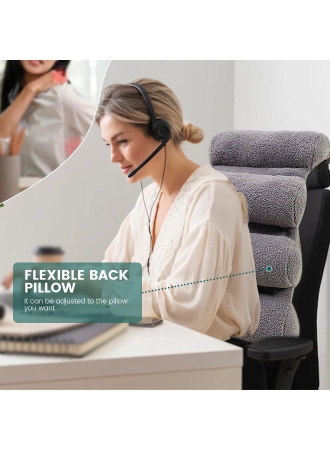 Texstead Teddy Fleece Lumbar Support Pillow 5 Section Back Pillow Office Chair for Back Support Comfortable Lumbar Cushion for Car Seat Pain Relief Sofa Rest - Image 5