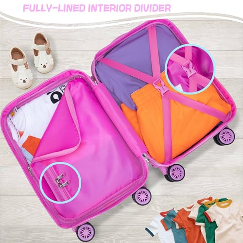 Inprof Cute Pink Mermaid Kid’s Luggage Set 5 Piece Suitcase Set 16’’ Hardside Luggage with Spinner Wheels Girls Boys Carry on Toddler Luggage Travel Rolling Luggage Carry on Luggage Airline Approved - Image 4