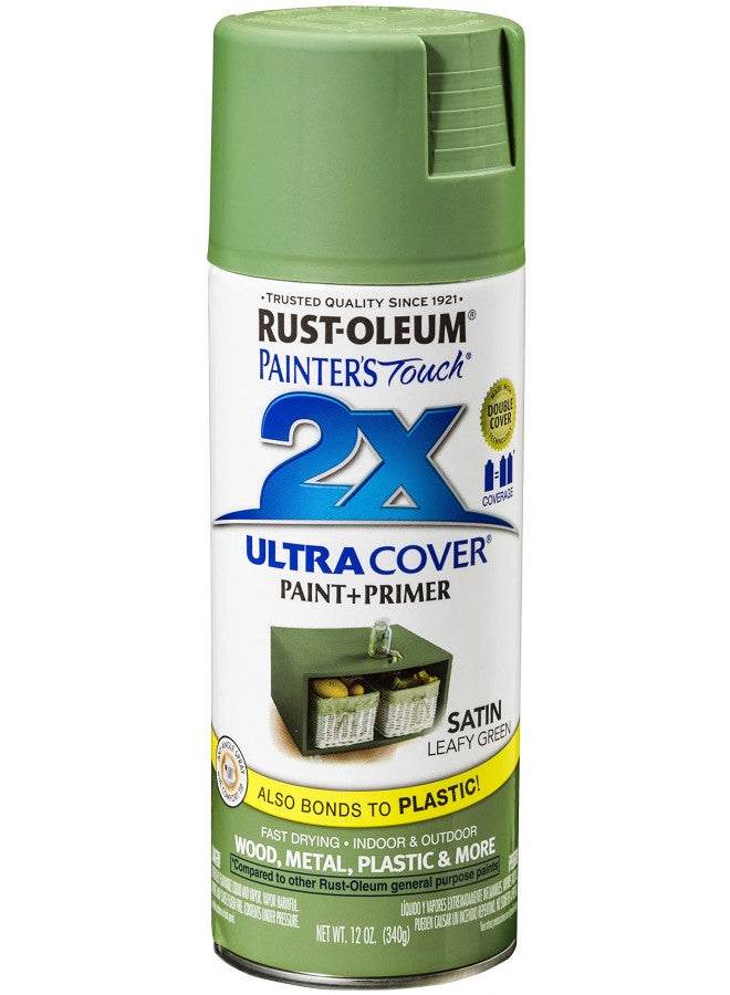 Rust-Oleum 249072 Painter's Touch 2X Ultra Cover Spray Paint, 12 oz, Satin Leafy Green