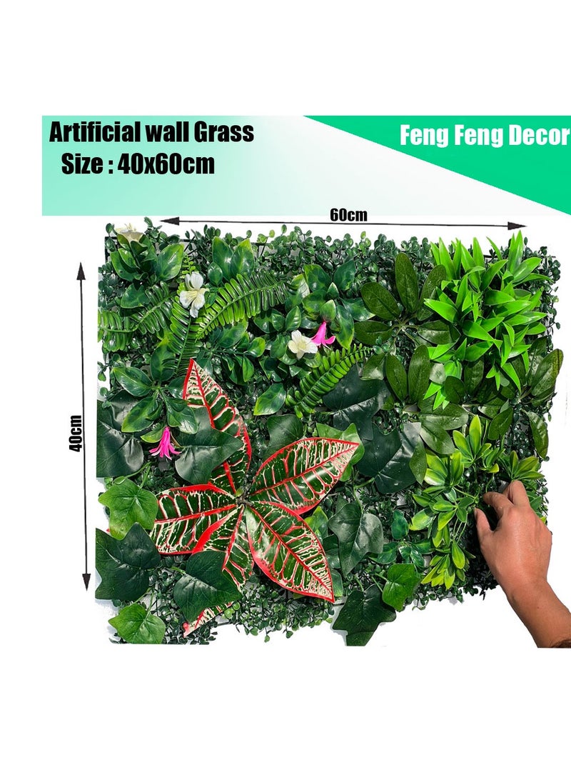 Artificial Grass Wall Panels 40x60cm – UV-Protected Faux Greenery Backdrop for Indoor/Outdoor Wall Décor, Privacy Fence Covering, Garden, Backyard, and Home Decoration - Green Plant Hedge Screen - Image 2