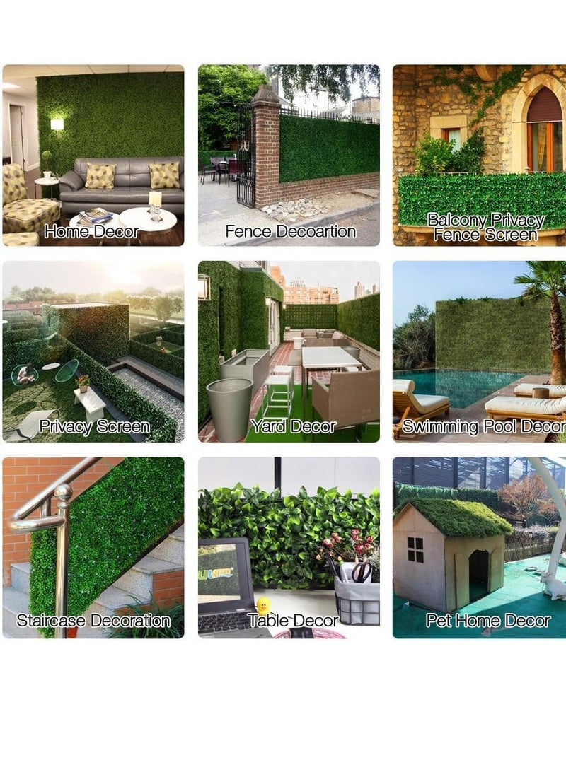 Artificial Grass Wall Panels 40x60cm – UV-Protected Faux Greenery Backdrop for Indoor/Outdoor Wall Décor, Privacy Fence Covering, Garden, Backyard, and Home Decoration - Green Plant Hedge Screen - Image 5