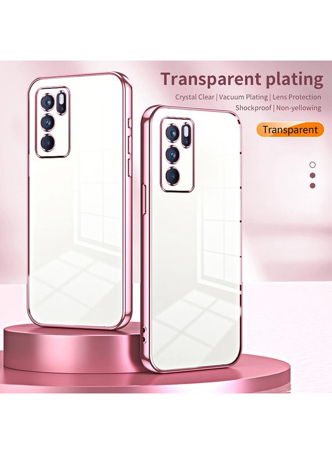 اس-توب جراب لهاتف OPPO Reno6 Pro، جراب هاتف شفاف مطلي بالذهب الهندي بفتحة دقيقة - Image 2