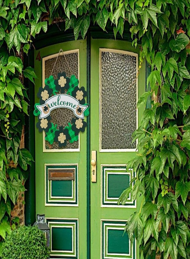 DECSPAS St Patricks Day Decorations, Green Shamrock Hanging Welcome Sign St Patricks Day Door Decor for The Home, Lucky Festive St Patricks Day Wreaths for Front Door, Front Porch, Wall - Image 4