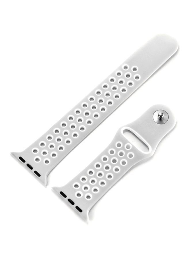 Soft Silicone Replacement Strap Wristband For Apple Watch Nike Band Series 5/6/7 42/44/45mm Grey/White - Image 3