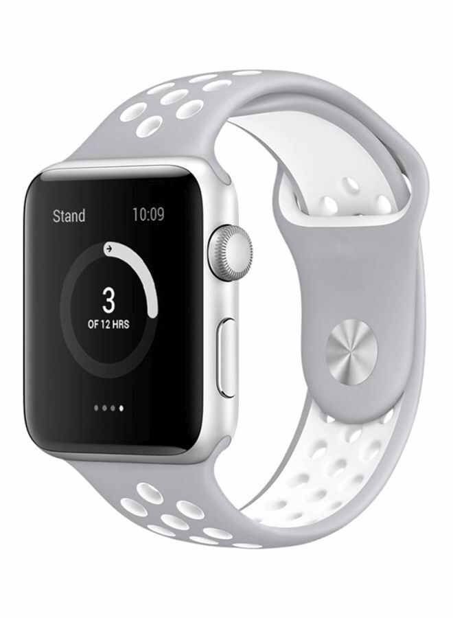 Soft Silicone Replacement Strap Wristband For Apple Watch Nike Band Series 5/6/7 42/44/45mm Grey/White - Image 1