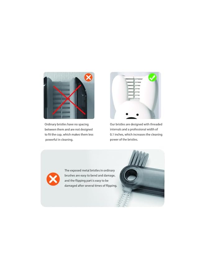 promass 4 in 1 Cup Lid Cleaning Brush, Bottle Cleaning Brush Set, Multifunctional Crevice Cleaning Brush, Home Kitchen Crevice Cleaning Tools for Bottle Gap Tight Spaces Cup(Pack of 3) - Image 3