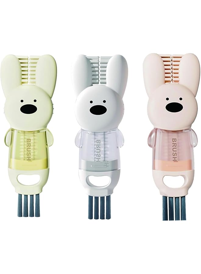 promass 4 in 1 Cup Lid Cleaning Brush, Bottle Cleaning Brush Set, Multifunctional Crevice Cleaning Brush, Home Kitchen Crevice Cleaning Tools for Bottle Gap Tight Spaces Cup(Pack of 3) - Image 1