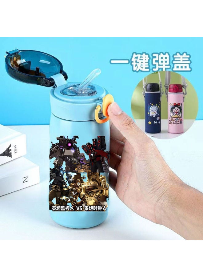 Audio Person Titan Monitor Person Vacuum Cup Cartoon 304 Stainless Steel Student Straw Boy Children Cup Drop-resistant