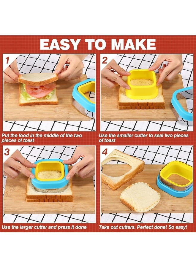 4 Pcs Sandwich Cutter and Sealer Set Bread Decruster Sandwich Cutter Pancake Maker Heart Square Circle Dinosaur Shape DIY - Image 3