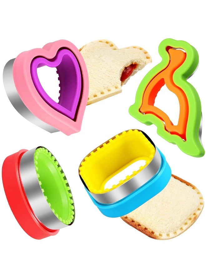 4 Pcs Sandwich Cutter and Sealer Set Bread Decruster Sandwich Cutter Pancake Maker Heart Square Circle Dinosaur Shape DIY - Image 1