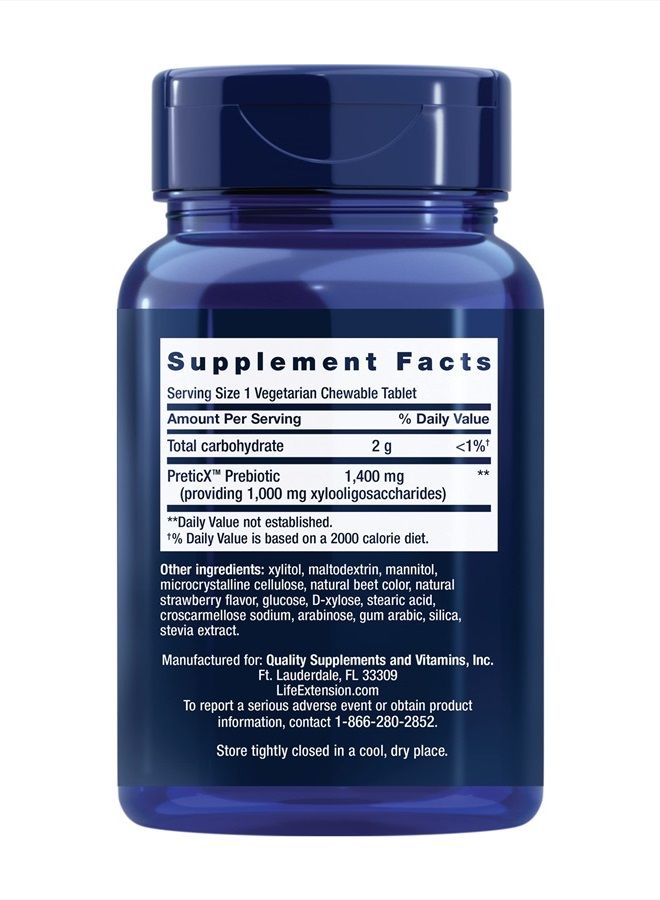 FLORASSIST Prebiotic Chewable (Strawberry) - Microbiome Prebiotics Supplement for Intestinal, Colon & Digestive Health - Non-GMO, Gluten-Free, Vegetarian – 60 Chewable Tablets