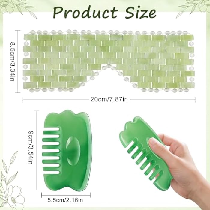 LazyGa Jade Eye Mask - Resin Scalp Comb 4 Pcs Set, Jade Facial Cooling Mask and Gua Sha Massager Tool for Home Spa/Travel/Skincare Relieve Puffiness, Stress Relief, Anti-Aging Beauty Supplies - Image 2
