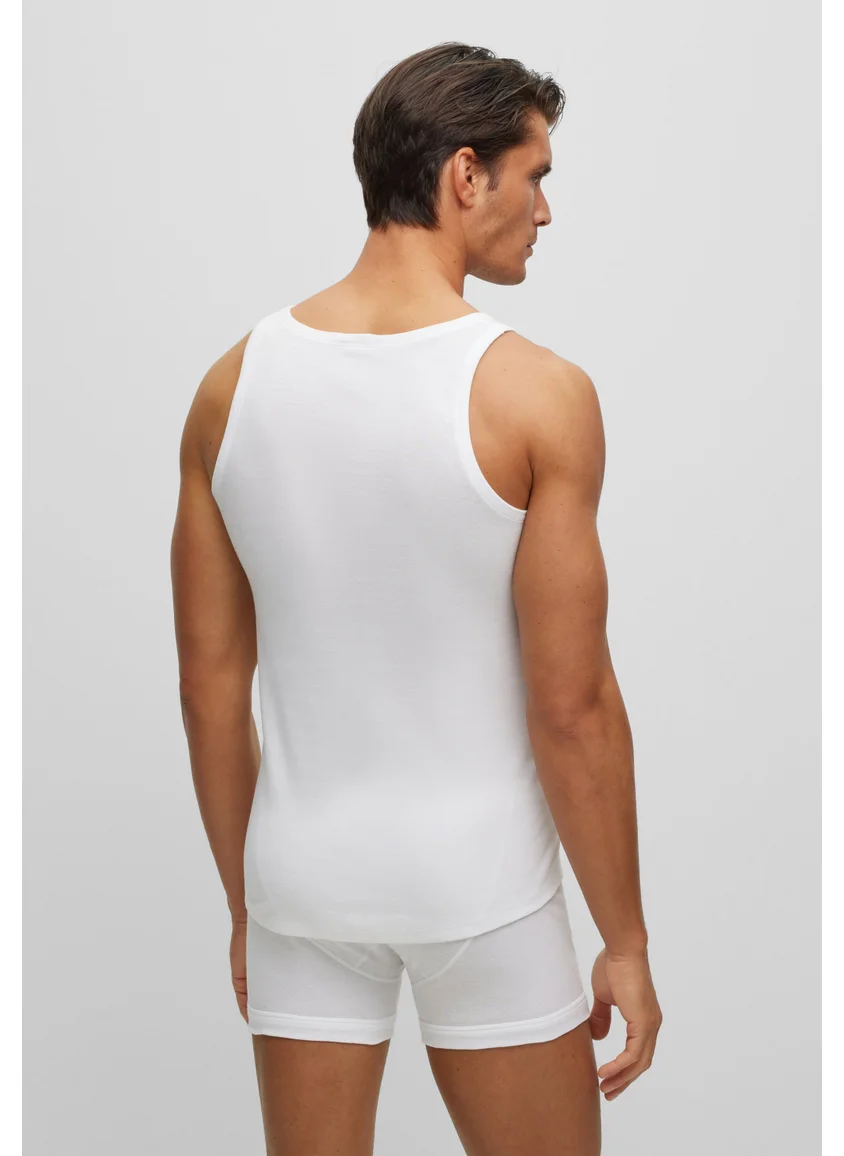 BOSS Ribbed-cotton underwear vest with logo print