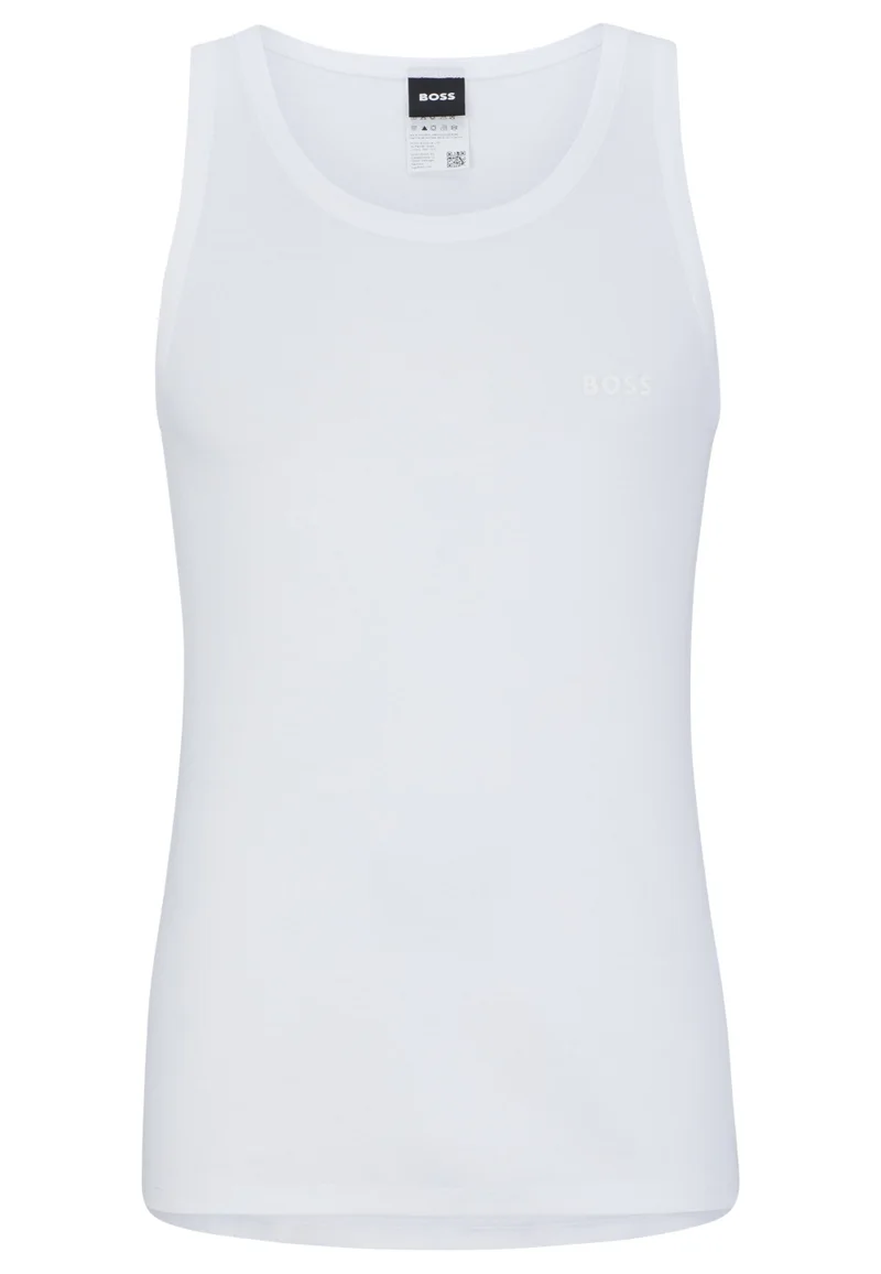 BOSS Ribbed-cotton underwear vest with logo print