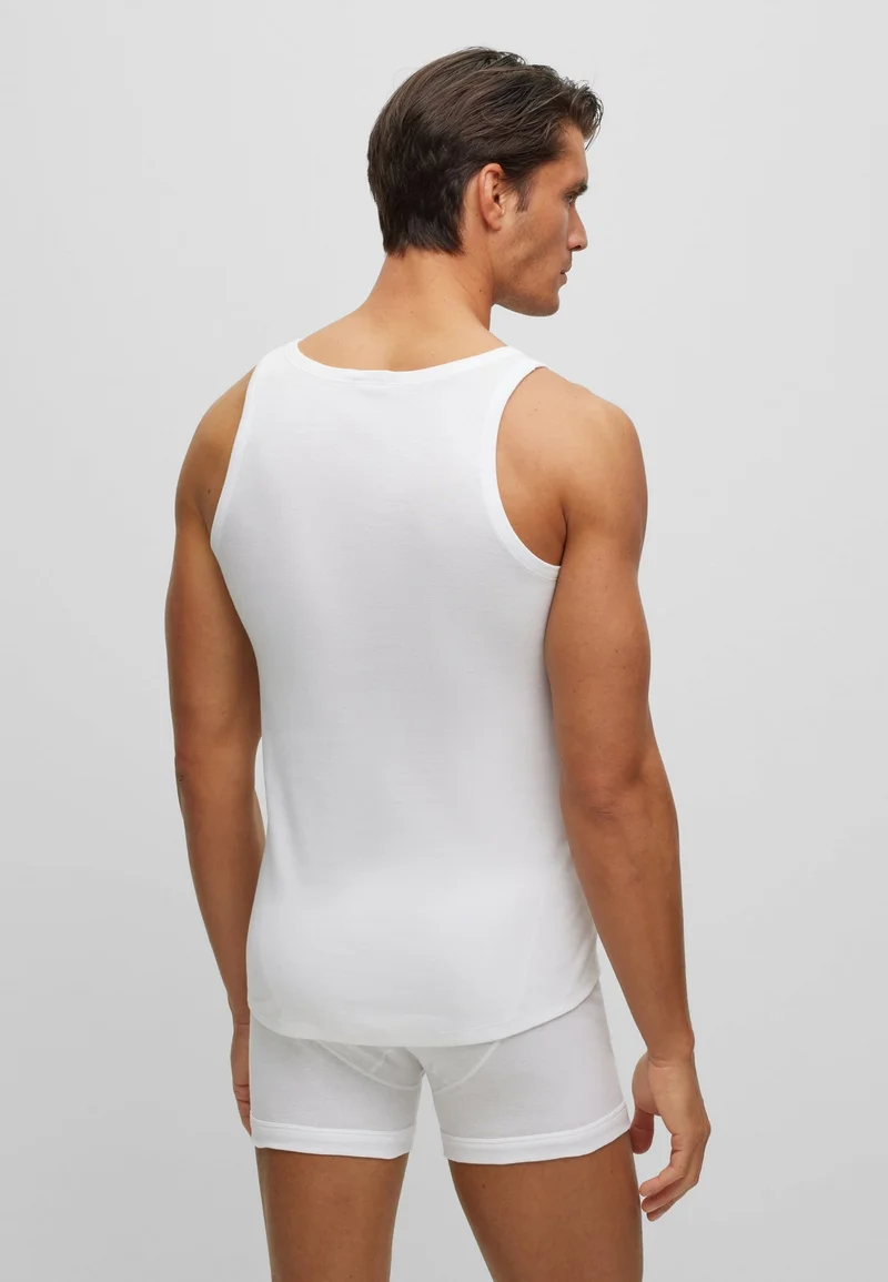 BOSS Ribbed-cotton underwear vest with logo print