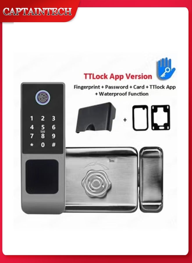 كابتن تيك Waterproof TTLOCK Bluetooth App Smart Outdoor Lock, Fingerprint Lock, Outdoor Gate, Digital Password, Remote App, Home Electronic Rim Lock - Image 1