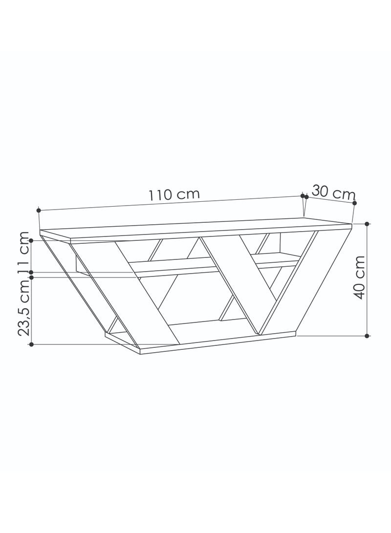 موراه حامل تلفزيون عصري من موراه هوم بيبرالا لأجهزة التلفزيون حتى 43 بوصة - أرفف تخزين هندسية - وحدة تحكم لغرفة المعيشة أو غرفة النوم أو المكتب - 30 × 40 × 110 سم - أبيض - Image 5
