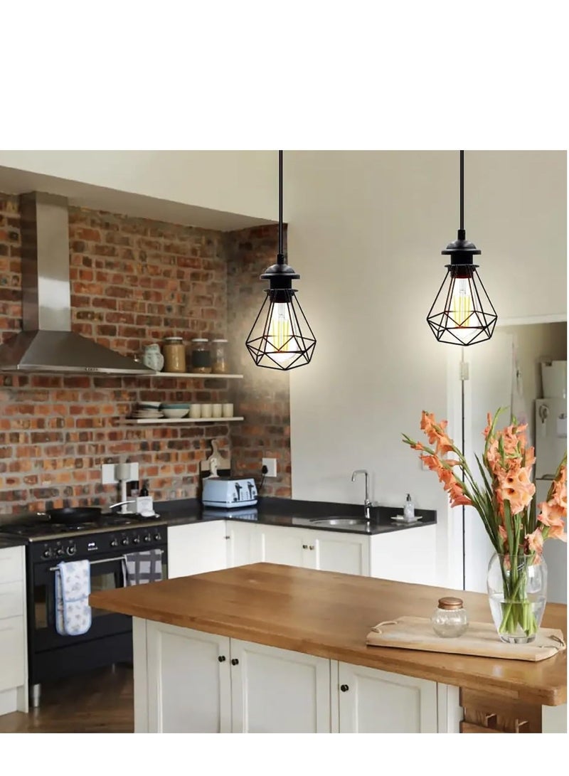 Ceiling Pendant & Lamp Holder, Metal Pendant Light Fitting, E27 Lamp Holder, Fitting Set with Braided Fabric Cable (Black 2pcs)  - Image 5