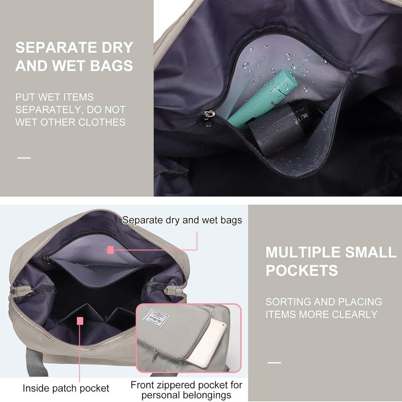 MODISH Large Capacity Folding Fuchsia Travel Tote Bag, Oxford Fabric Waterproof Lightweight Foldable Travel Duffel Bag, Portable Expandable Carry On Bag for Airplanes - Image 3