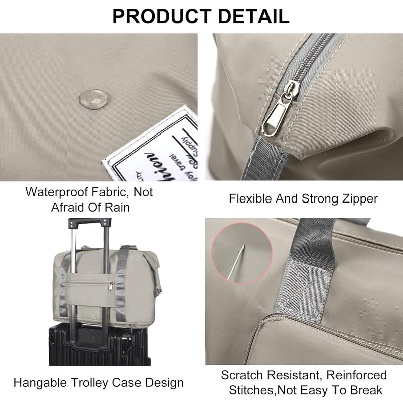 MODISH Large Capacity Folding Fuchsia Travel Tote Bag, Oxford Fabric Waterproof Lightweight Foldable Travel Duffel Bag, Portable Expandable Carry On Bag for Airplanes - Image 4