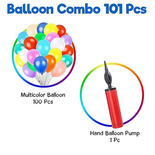 BRIJBAZAAR Rubber Multicolor Balloons For Birthday - Pack Of 101Pcs, Happy Birthday Decoration Kit | Multicolor Balloons Decoration For Birthday | Balloon Decoration Kit | Birthday Decoration Items - Image 2
