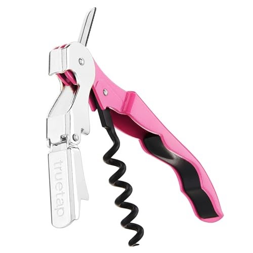 True True Brands TrueTap Double Hinged Waiters Corkscrew Topnotch Stainless Steel Opener with Foil Cutter Built to Last Wine Key Pink Set of 1 