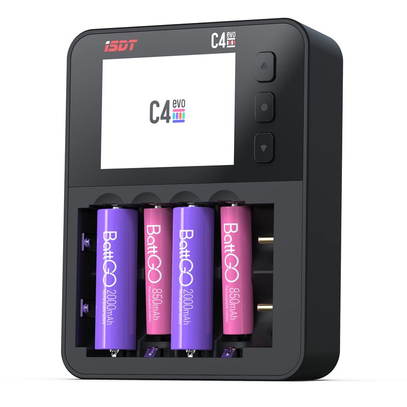 ISDT C4 EVO Universal AA AAA 18650 21700 Battery Charger 6-Bay Smart Battery Charger for 3ï¿µ.ï¿µ7V 1.5V Li-ion 1.2V Ni-MH/Ni-Cd NiZN Rechargeable Batteries with Discharge Refresh 36W Type-C Input - Image 1