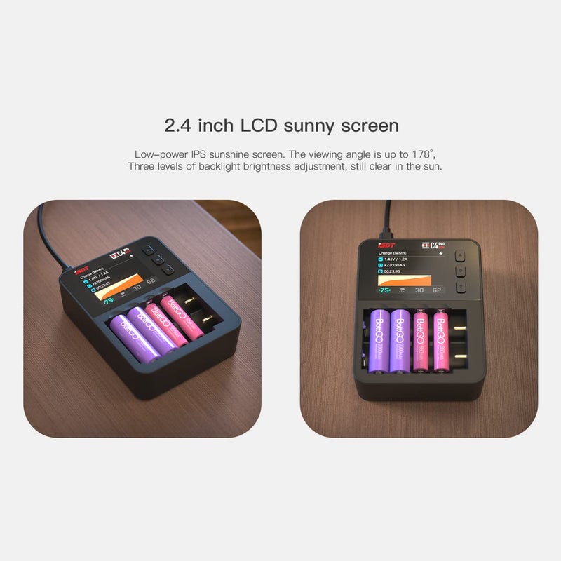 ISDT C4 EVO Universal AA AAA 18650 21700 Battery Charger 6-Bay Smart Battery Charger for 3ï¿µ.ï¿µ7V 1.5V Li-ion 1.2V Ni-MH/Ni-Cd NiZN Rechargeable Batteries with Discharge Refresh 36W Type-C Input - Image 5