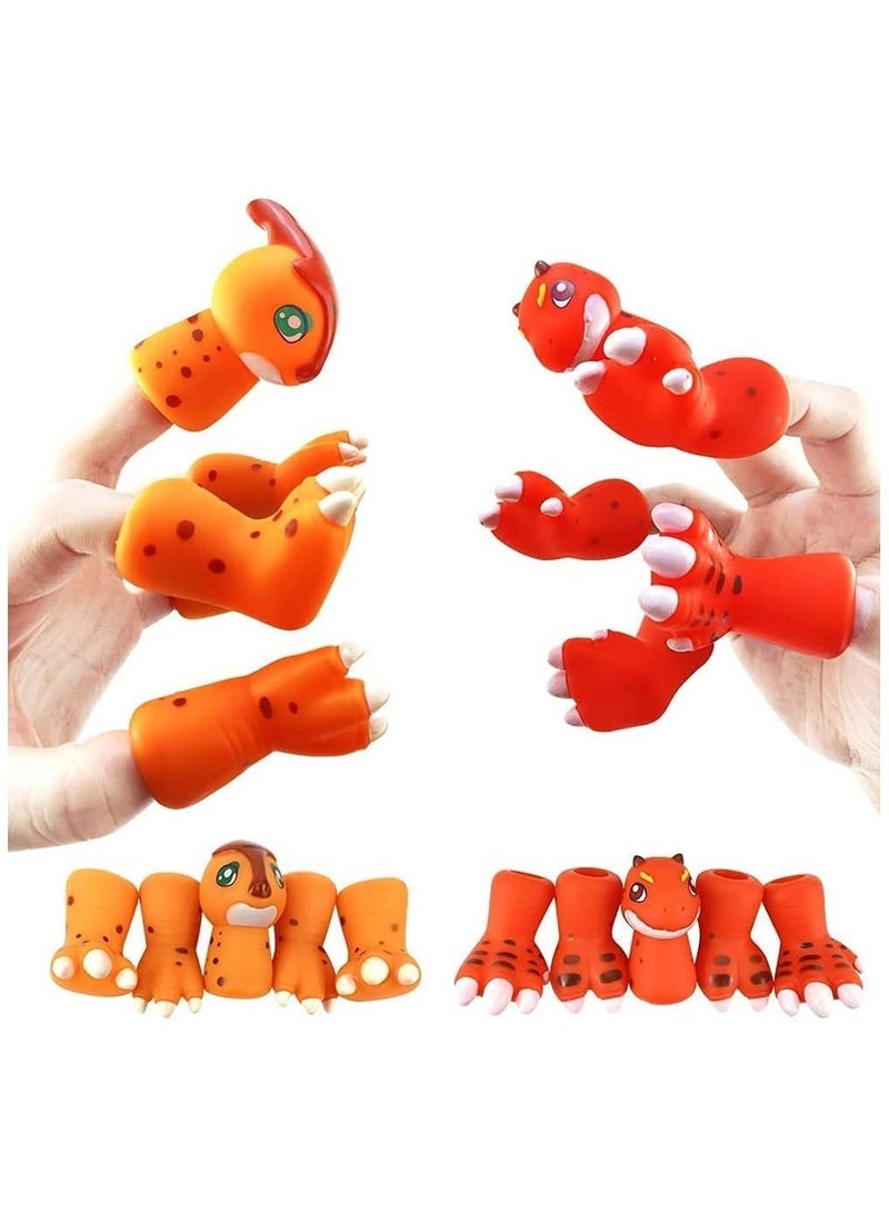 NIBEMINENT Dinosaur Finger Puppets Tiny Hands Toys Rubber - Image 1