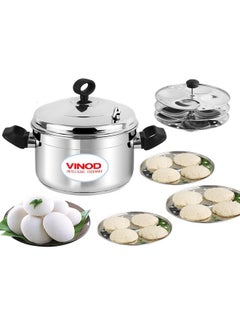 VINOD Vinod Classic Stainless Steel Idli Maker Cooker - 6 Deeper Plates (24 Idlis) / Idli Steamer/Idly Stand/Plump Fluffy Idlies/SAS Bottom/Induction & Gas Base - 2 Year Warranty  - Image 1